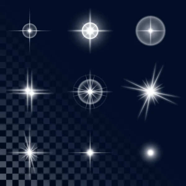 Conjunto de hermosas estrellas blancas — Vector de stock