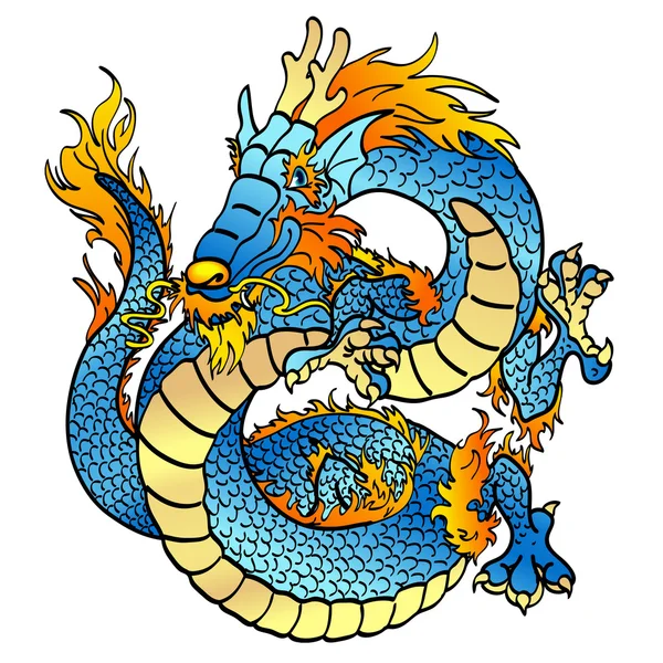 Neşeli mavi su Asya beyaz ejderha