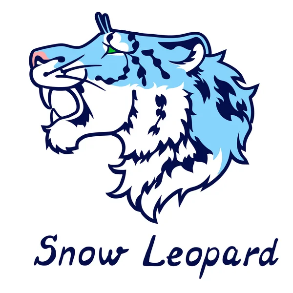 The growling blue snow leopard in a profile — Stock Vector
