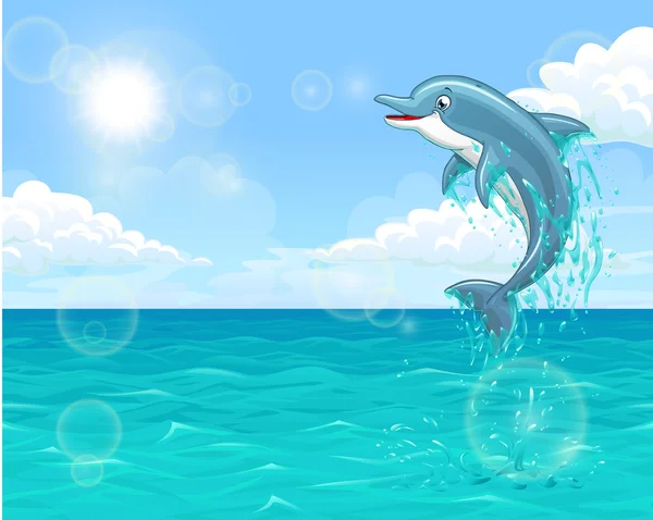 Delfino allegro nel mare estivo — Vettoriale Stock