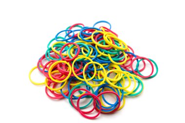 Beyaz üzerine kauçuk şeritler