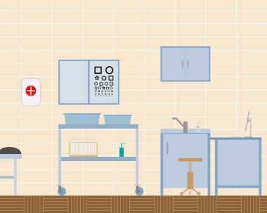 Doktor ofis ofis oftalmolog tasarımı görünümü. Vektör çizimi