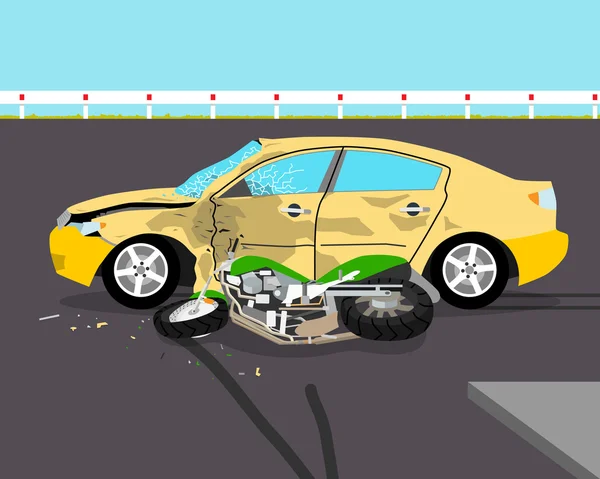 The driver did not see the motorcyclist and knocked him down. Accident. Vector illustration Vector Graphics