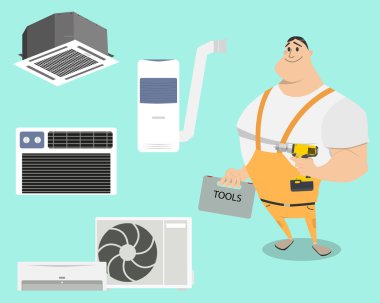 Klimalar iş ile basit bir arka plan ayarlayın. Vektör çizim