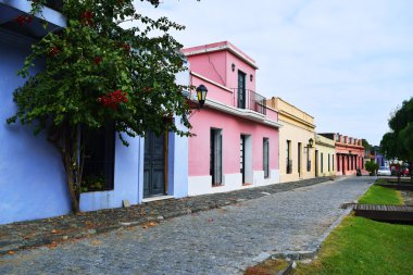 Historic traditional houses in Colonia, Uruguay clipart