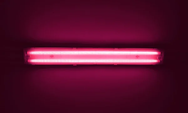 Detail shot of a fluorescent light tube on a wall. — Stock Photo, Image