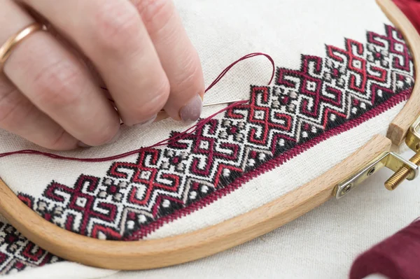 Nakış parçası. İplik, kumaş.