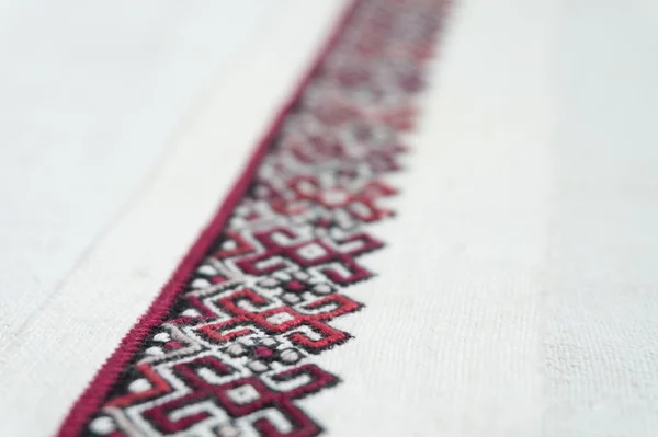 刺繍のフラグメント。糸、布. — ストック写真