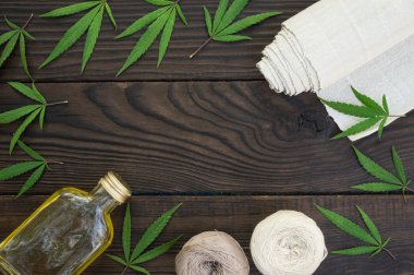 Kenevir, Kenevir yağı bir şişe ve tangles iplik o yaprakları