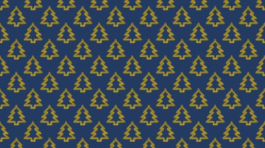 Koyu mavi üzerinde birçok altın noel ağacının soyut arkaplanı