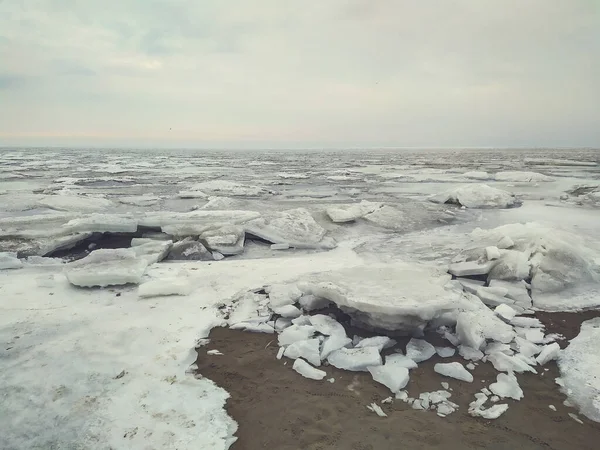 겨울에는 해변에서 얼음으로 된 혹등고래 — 스톡 사진