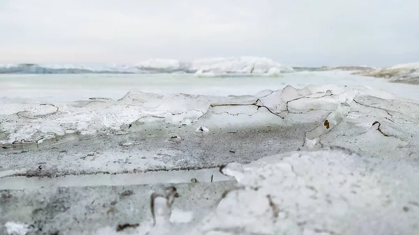 Gelo Hummocks Costa Mar Inverno — Fotografia de Stock