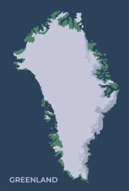 Desenli Grönland Harita Çizim Vektörü