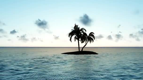 Isla solitaria al amanecer — Vídeo de stock