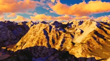 Dağların üzerinden uçuş. Timelapse.