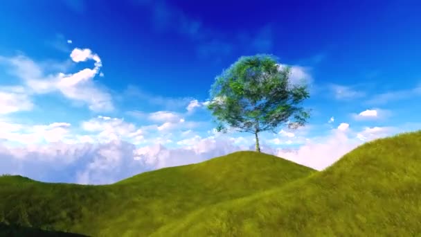 Arbre solitaire sur fond de nuages — Video