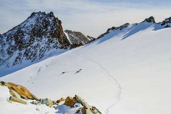 Живописная панорамная фотография заснеженных гор — стоковое фото