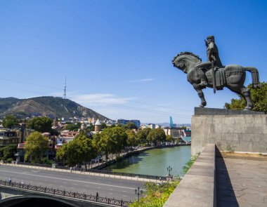View of the Statue of King Vakhtang Gorgasali in Tbilisi, Georgia