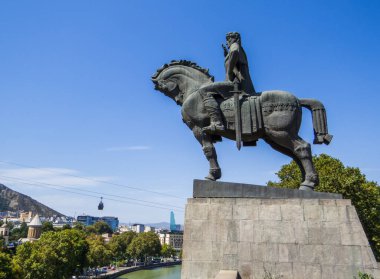 View of the Statue of King Vakhtang Gorgasali in Tbilisi, Georgia