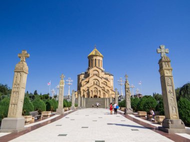 Tbilisi, Georgia - September 2, 2024: View of the Holy Trinity Cathedral of Tbilisi.
