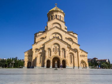 Tbilisi, Georgia - September 2, 2024: View of the Holy Trinity Cathedral of Tbilisi.