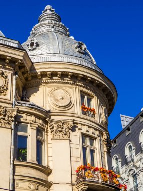 Traditional architecture in the central Boulevard Ion C. Bratianu. In Bucharest, Romania