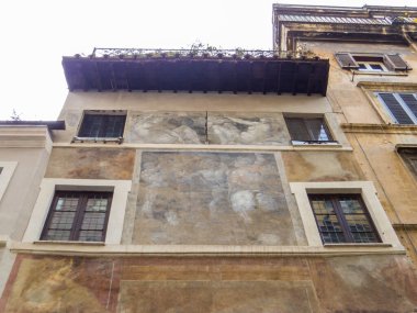 Palace with Renaissance frescoes near Piazza Trilussa in Trastevere, Rome, Italy