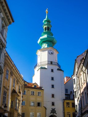 Bratislava, Slovakya 'daki Michael Gate ve Tower manzarası