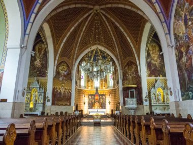 Slovenya 'nın Bled kentindeki St. Martin Kilisesi' nin iç manzarası