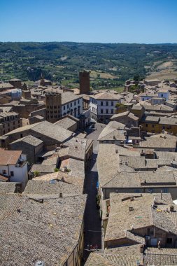 İtalya 'nın eski Orvieto kentinin havadan görünüşü
