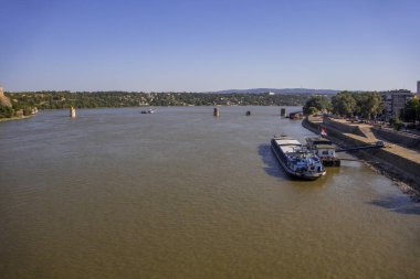 Tuna Nehri 'nin manzarası. Sırbistan 'ın Novi Sad kentinde