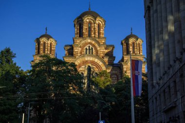 Sırbistan 'ın Belgrad kentindeki St. Mark Ortodoks Kilisesi manzarası
