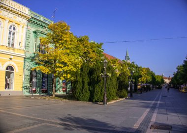 Sombor, Sırbistan - 12 Ağustos 2025: Ana Cadde manzarası (Glavnjak).