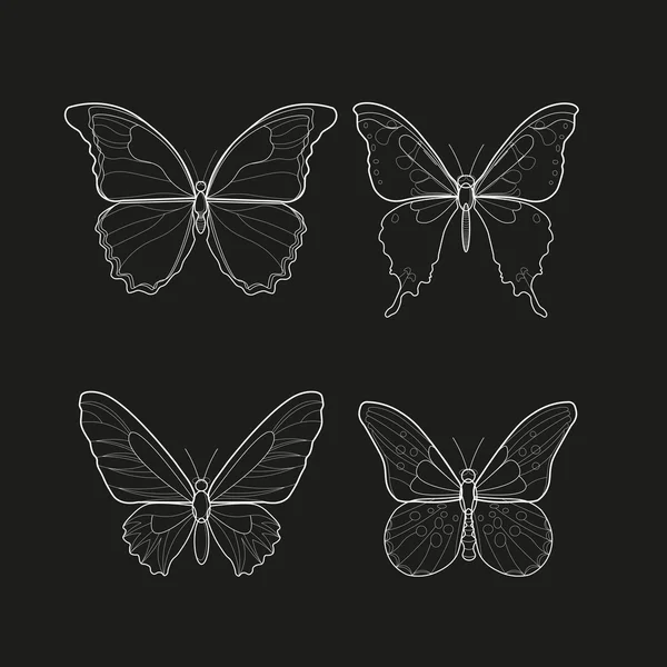 美しいシルエットの butterfly.vector 図 — ストックベクタ