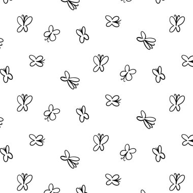 Seamless butterfly pattern in one continuous line style. Hand-drawn ink vector design inspired by nature. Artistic minimalist background perfect for textiles and wallpapers.