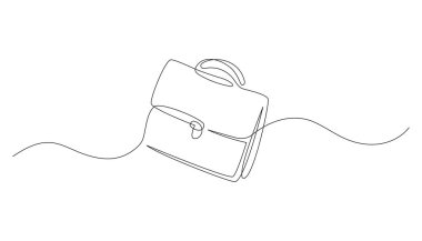 One line drawing of business briefcase or handbag. Minimal clean design. Continuous line art vector for office, work, business icon. Editable and isolated illustration.