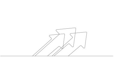 Tek bir çizgi çiziminde üç ok. Minimalist siyah çizgili vektör çizimi. Temiz bir arkaplanda üç okun basit doğrusal tasarımı. Simgeler, semboller veya dekorasyon için mükemmel.