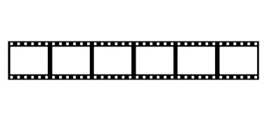Film strip line icon in simple minimalist design. Vector illustration of cinema frame, movie reel element, or photography symbol. Perfect for media, video, and film projects.
