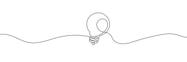 ontinuous one line idea icon. Light bulb silhouette drawn in minimal style. Hand-drawn doodle sketch of electric lamp. Vector outline symbol for creativity and innovation.