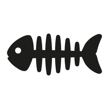 Fish bone vector icon set. Salmon, tuna and shark skeleton doodle illustrations. Cartoon marine food symbol, seafood design element for logo, packaging, kids book or ocean themed print.