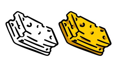 Hand-drawn cartoon sponge with yellow porous texture and rounded edges. Doodle style vector illustration perfect for cleaning, household chores, or hygiene-themed designs.