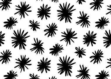 Brush flower vector seamless pattern. Hand drawn botanical ink illustration with floral motifs like chamomile or daisy. Perfect for fabric, wrapping paper, wallpaper, and decorative design projects.
