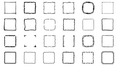 Hand drawn sketch frame vector. Simple doodle rectangle frame border shape for text, quote, or design element. Minimalist rough outline in sketch style. Vector illustration isolated on white.