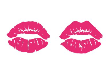 Vector set of lipstick kiss prints in red and pink. Various shapes of female lips, kiss marks, and makeup impressions. Ideal for beauty designs, cosmetics branding, romance themes, and patterns.