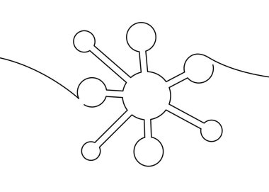 Continuous one line drawing of a connected business team. Simple doodle illustration showing nodes and links between people. Minimalist symbol for teamwork, networking, collaboration and communication concepts.