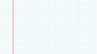 Kırmızı kenarlı beyaz kareli defter kağıdının arka planı. Okul veya eğitim tasarımı için şebeke matematik kağıt dokusu.
