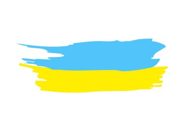 Beyaz arka planda grunge tarzında Ukrayna ulusal bayrağı. Fırça darbeleriyle çizilmiş Ukrayna bayrağı. Vektör illüstrasyonu.
