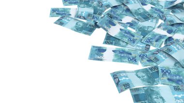 Brezilya 100 Reais Pound Investment Notları, yüksek kalite para birimi finans, eğitim, 3D modelleme, hisse senedi. Kaynaklar ve küresel parasal kimlik ve değer.