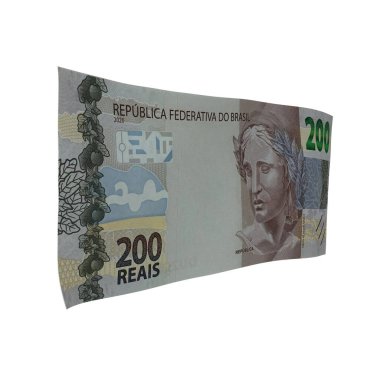 Brezilya 200 Reais Düşen Para, yüksek kaliteli para birimi finans, eğitim, 3D modelleme, hisse senedi. Kaynaklar ve küresel parasal kimlik ve değer.