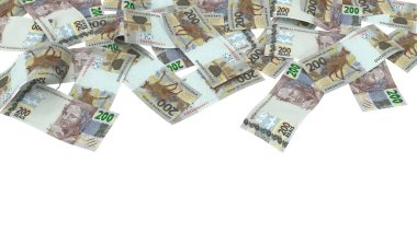 Brezilya 200 Reais Pound Payment Bank Note, yüksek kalite para birimi finans, eğitim, 3D modelleme, hisse senedi. Kaynaklar ve küresel parasal kimlik ve değer.